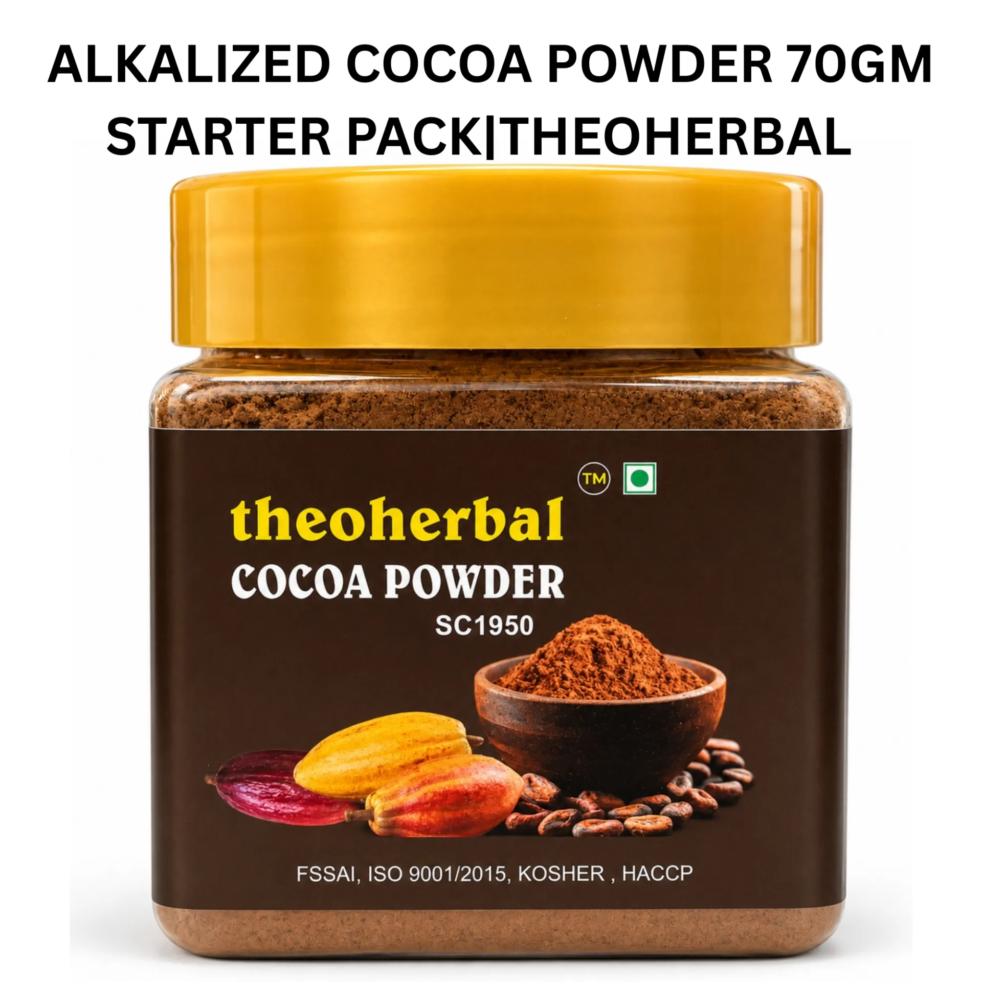 Alkalized Unsweetened Cocoa Powder 70g | Dutch Process Cocoa for Baking | Theoherbal