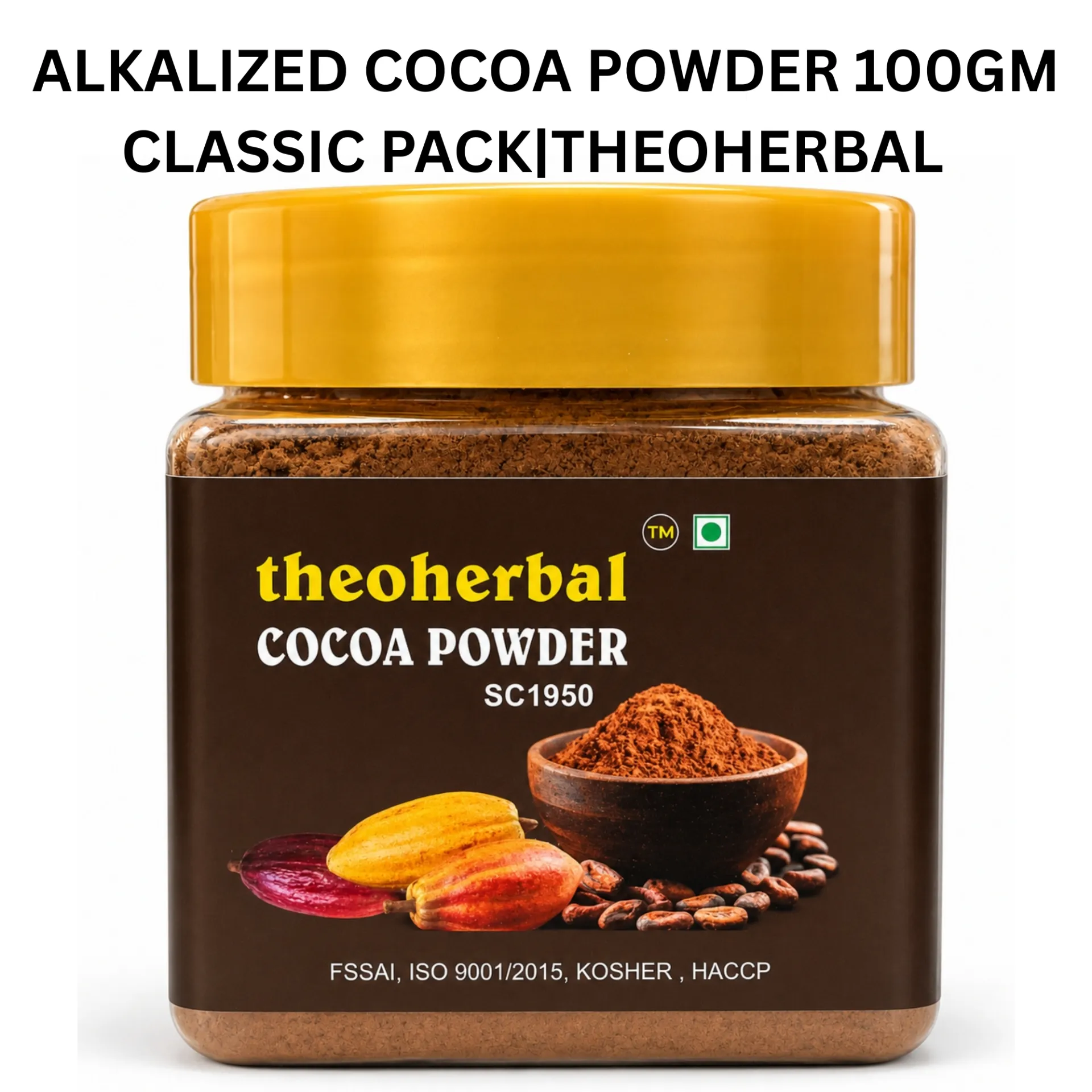 Alkalized Unsweetened Cocoa Powder 100g | Dutch Process Cocoa for Baking | Theoherbal